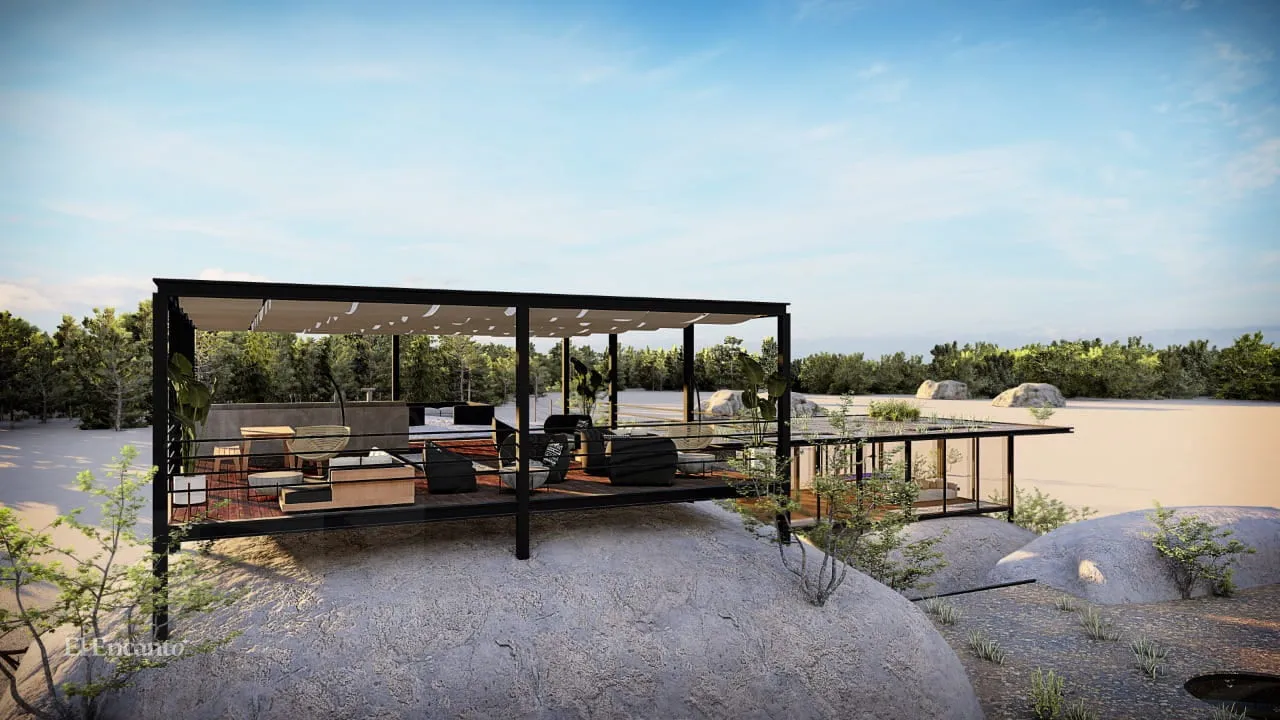 Terrace with exterior and interior common areas
