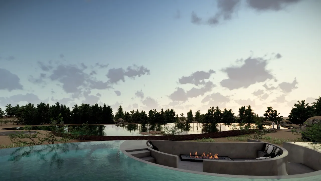 Private lake with panoramic view and pier